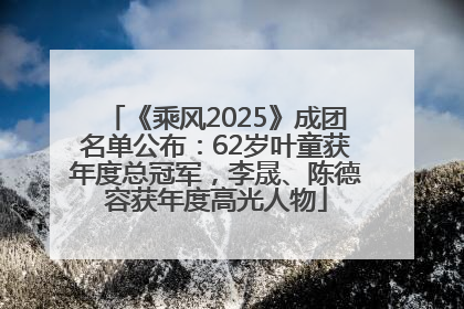 《乘风2025》成团名单公布：62岁叶童获年度总冠军，李晟、陈德容获年度高光人物
