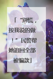 “别慌，按我说的做！”民警帮她追回全部被骗款