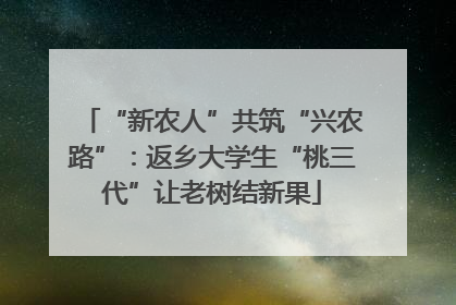“新农人”共筑“兴农路”：返乡大学生“桃三代”让老树结新果