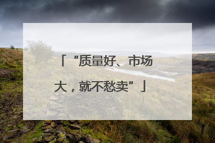 “质量好、市场大，就不愁卖”