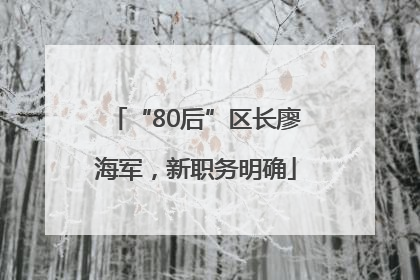 “80后”区长廖海军，新职务明确