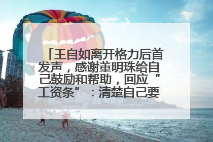 王自如离开格力后首发声，感谢董明珠给自己鼓励和帮助，回应“工资条”：清楚自己要什么，工资条不重要