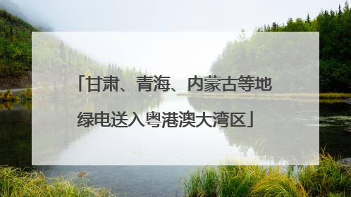 甘肃、青海、内蒙古等地绿电送入粤港澳大湾区