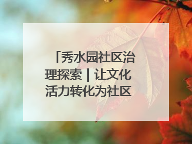 秀水园社区治理探索｜让文化活力转化为社区治理动力