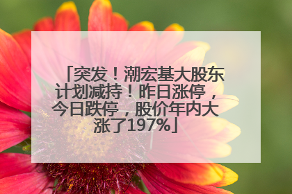 突发！潮宏基大股东计划减持！昨日涨停，今日跌停，股价年内大涨了197%