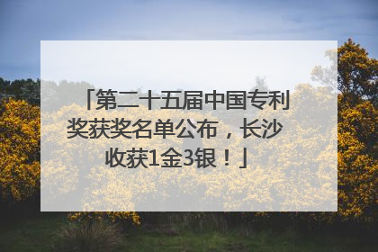 第二十五届中国专利奖获奖名单公布，长沙收获1金3银！