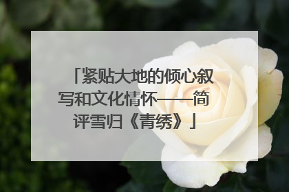 紧贴大地的倾心叙写和文化情怀——简评雪归《青绣》