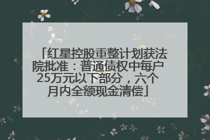 红星控股重整计划获法院批准：普通债权中每户25万元以下部分，六个月内全额现金清偿