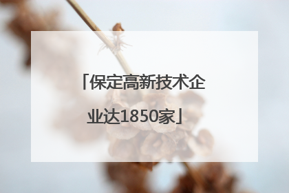 保定高新技术企业达1850家