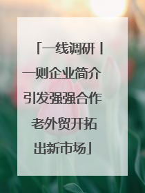 一线调研丨一则企业简介引发强强合作 老外贸开拓出新市场