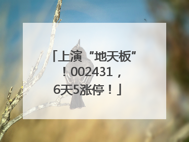 上演“地天板”！002431，6天5涨停！