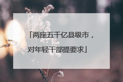 两座五千亿县级市，对年轻干部提要求