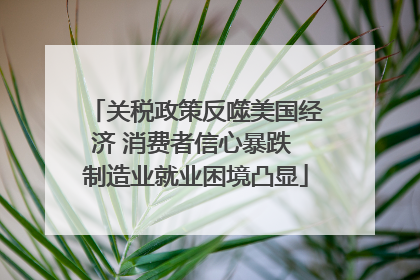 关税政策反噬美国经济 消费者信心暴跌 制造业就业困境凸显
