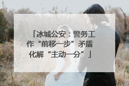 冰城公安：警务工作“前移一步”矛盾化解“主动一分”