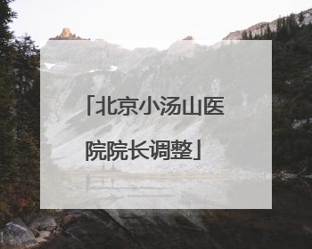 北京小汤山医院院长调整