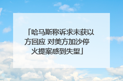 哈马斯称诉求未获以方回应 对美方加沙停火提案感到失望