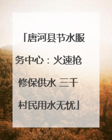 唐河县节水服务中心：火速抢修保供水 三千村民用水无忧
