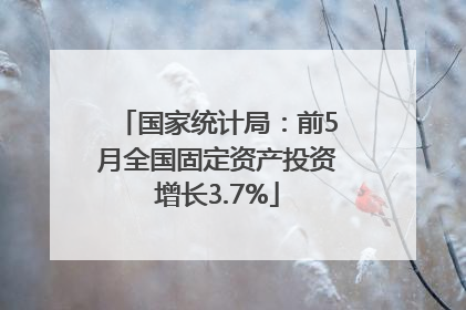 国家统计局：前5月全国固定资产投资增长3.7%