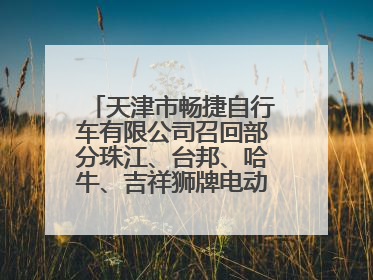 天津市畅捷自行车有限公司召回部分珠江、台邦、哈牛、吉祥狮牌电动自行车