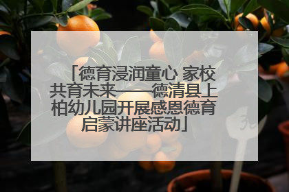 德育浸润童心 家校共育未来——德清县上柏幼儿园开展感恩德育启蒙讲座活动