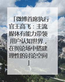 微博首席执行官王高飞：主流媒体有能力带领用户认知世界，在舆论场中搭建理性的讨论空间