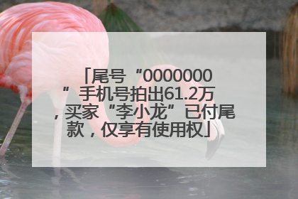 尾号“0000000”手机号拍出61.2万，买家“李小龙”已付尾款，仅享有使用权