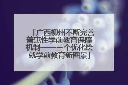 广西柳州不断完善普惠性学前教育保障机制——三个优化绘就学前教育新图景