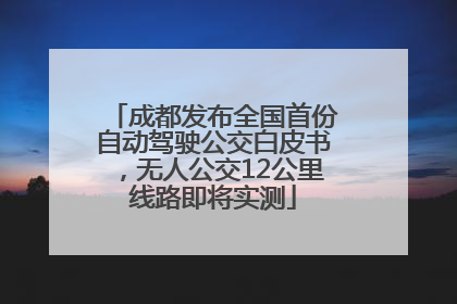 成都发布全国首份自动驾驶公交白皮书，无人公交12公里线路即将实测
