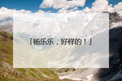 杨乐乐，好样的！