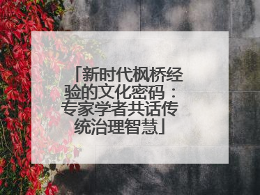 新时代枫桥经验的文化密码：专家学者共话传统治理智慧