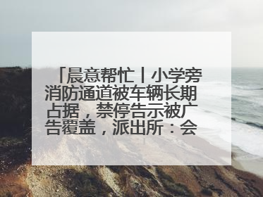 晨意帮忙丨小学旁消防通道被车辆长期占据，禁停告示被广告覆盖，派出所：会尽快处理