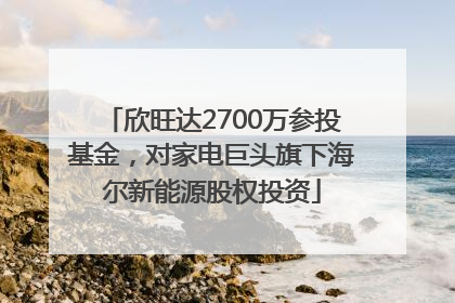 欣旺达2700万参投基金，对家电巨头旗下海尔新能源股权投资