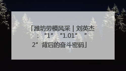 潍坊劳模风采｜刘英杰：“1”“1.01”“2”背后的奋斗密码
