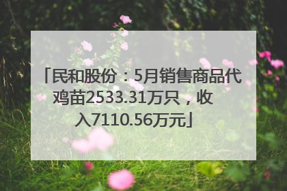 民和股份：5月销售商品代鸡苗2533.31万只，收入7110.56万元