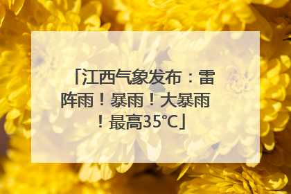 江西气象发布：雷阵雨！暴雨！大暴雨！最高35℃