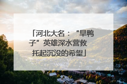 河北大名：“旱鸭子”英雄深水营救 托起沉没的希望