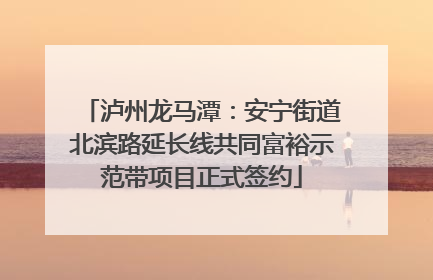 泸州龙马潭：安宁街道北滨路延长线共同富裕示范带项目正式签约