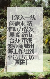 深入一线问需求 精准助力谋发展 临沂市台办 市港澳办商城出海工作组到平邑县走访调研