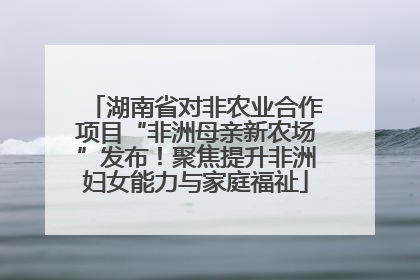 湖南省对非农业合作项目“非洲母亲新农场”发布！聚焦提升非洲妇女能力与家庭福祉