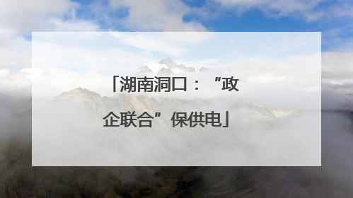 湖南洞口：“政企联合”保供电