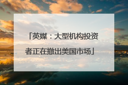 英媒：大型机构投资者正在撤出美国市场