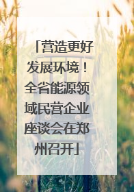 营造更好发展环境！全省能源领域民营企业座谈会在郑州召开