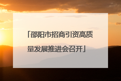 邵阳市招商引资高质量发展推进会召开