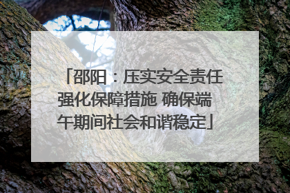 邵阳：压实安全责任强化保障措施 确保端午期间社会和谐稳定