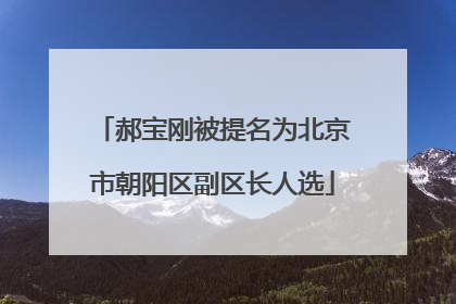 郝宝刚被提名为北京市朝阳区副区长人选