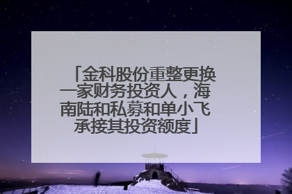 金科股份重整更换一家财务投资人，海南陆和私募和单小飞承接其投资额度