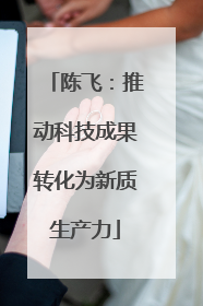 陈飞：推动科技成果转化为新质生产力