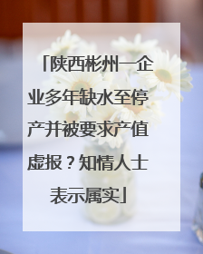 陕西彬州一企业多年缺水至停产并被要求产值虚报？知情人士表示属实