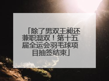 除了男双王昶还兼职混双！第十五届全运会羽毛球项目抽签结束