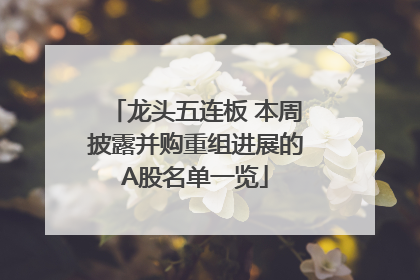 龙头五连板 本周披露并购重组进展的A股名单一览